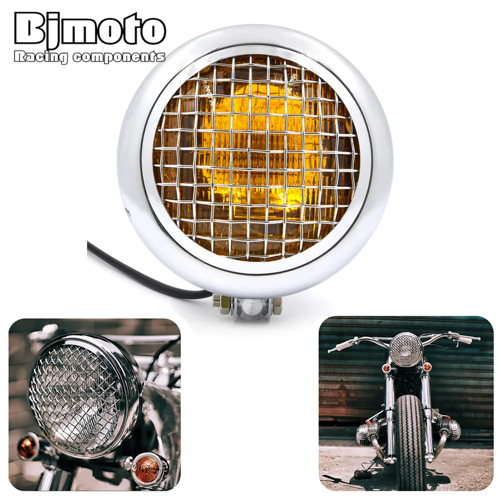 

Bjmoto For Honda Yamaha Suzuki Kawasaki Chopper Bobber Cafe Racer Touring motorcross CNC LED Projector lamp Head light Headlight