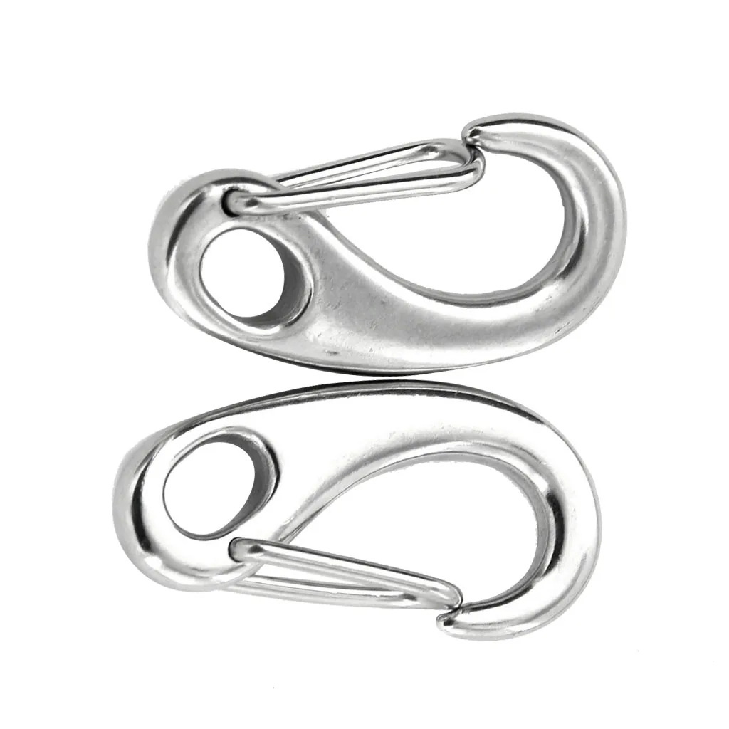2 قطعة الفولاذ المقاوم للصدأ البيض شكل حلقة تسلق التقط الربيع خطاف مشبك في الهواء الطلق Karabiner التخييم المشي تسلق الاكسسوارات 300 كجم