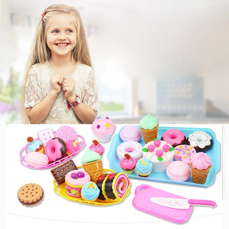 

New Desserts Chele House Cut Fruit Birthday Cake Donuts Children's Toys Kids Kitchen Girl Toys Children's Educational Toys