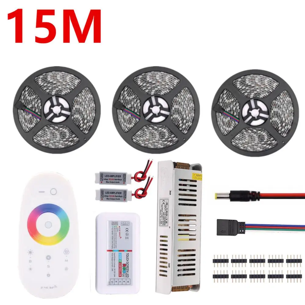 RGBWW RGBW RGB Светодиодная лента Водонепроницаемая 5050 черная печатная плата DC12V Светодиодный светильник Гибкая неоновая лента 2,4 г контроллер Рождественское украшение - Испускаемый цвет: 15M Set