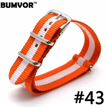 

20mm Nato Nylon Wrist Watch Strap Band Orange White Military Army Nylon Divers Stainless Steel Buckle Clasp