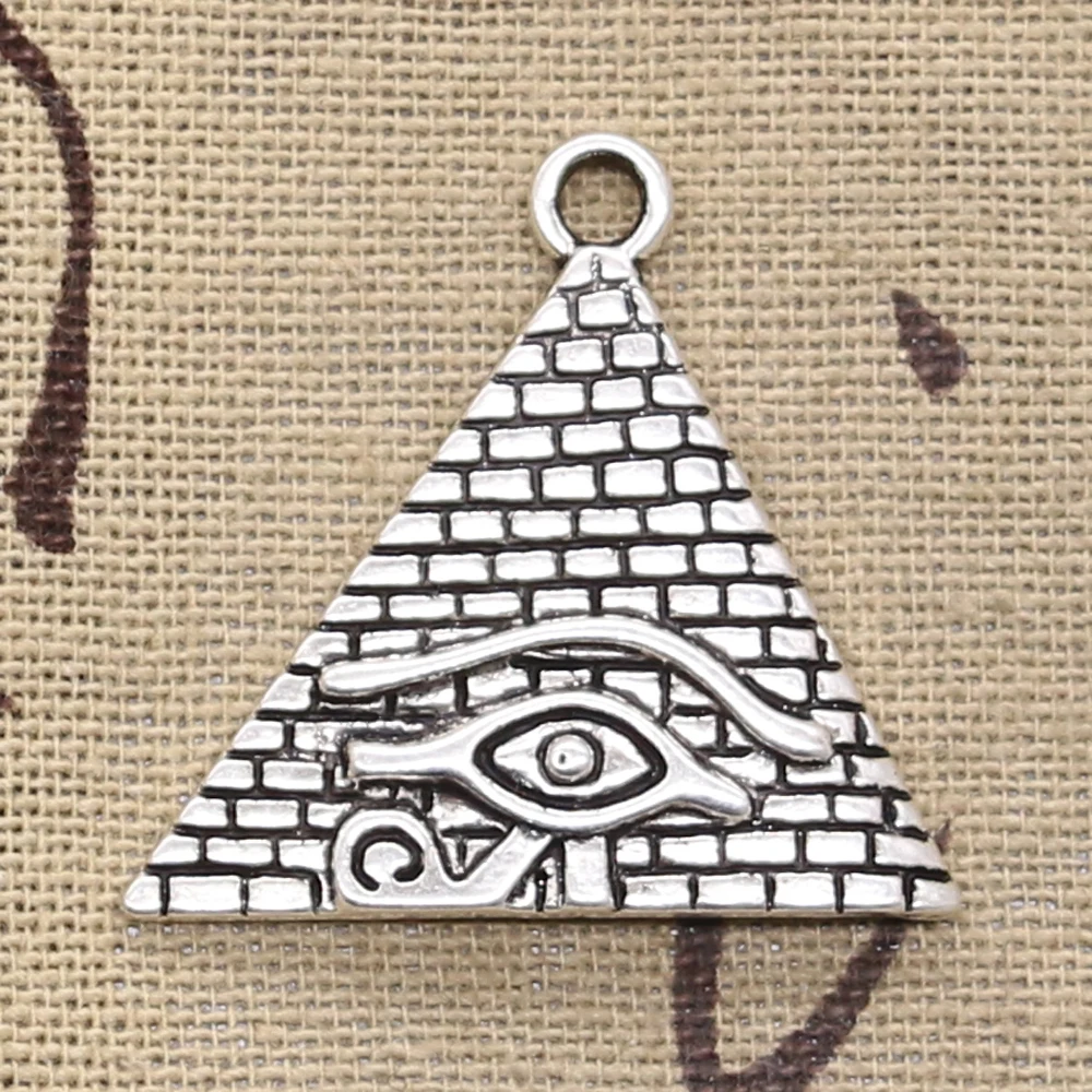 8pcs Charms Egyptian pyramid eye of Horus 30x31mm Antique Silver Plated