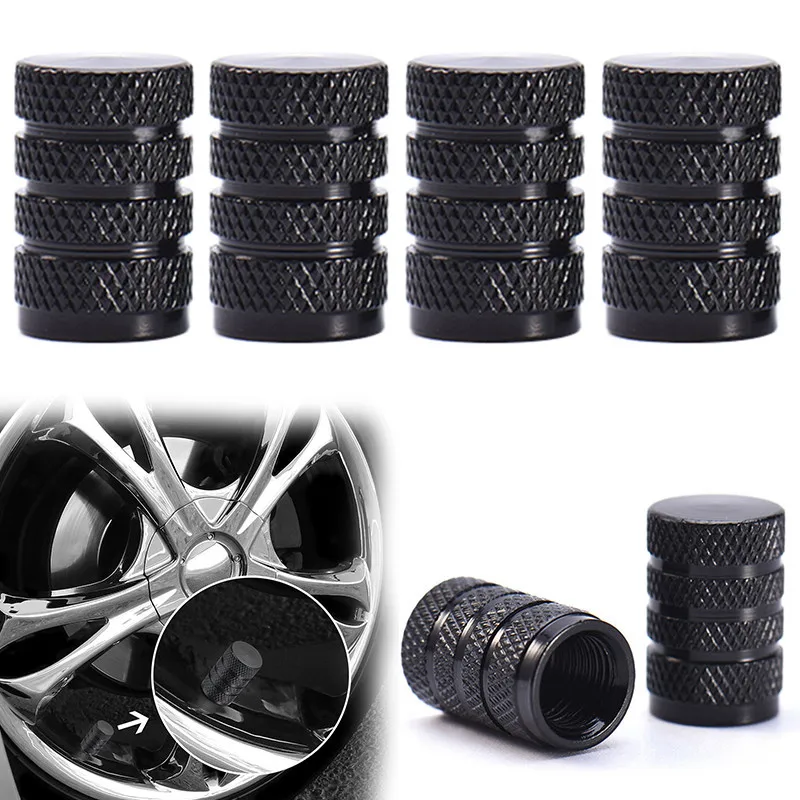 4PCS Black Aluminum Car tire valve caps Vehicle unique design Car Truck