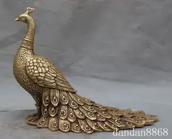 Рождество Китай Китайский Латунь Медь Фэншуй животных Павлин птица Благоприятный Лаки статуя Хэллоуин