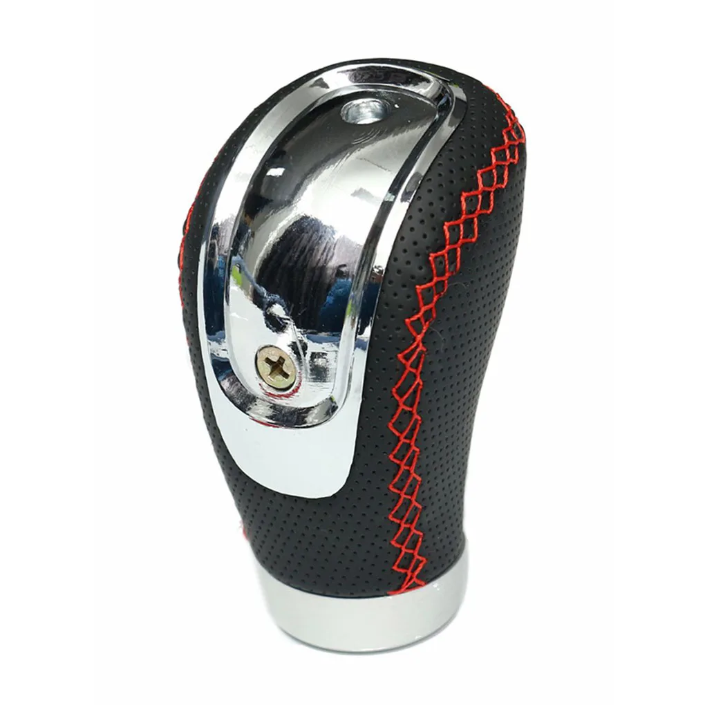 

New Arrival Universal PU Leather 5 6 Speed Leather Manual Car Gear Stick Shift Shifter Knob W/ 3 Cap Set Car Styling