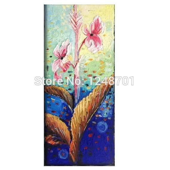 Abstract Oil Painting Canna lily flower Impasto Palette Knife fine thick textured art