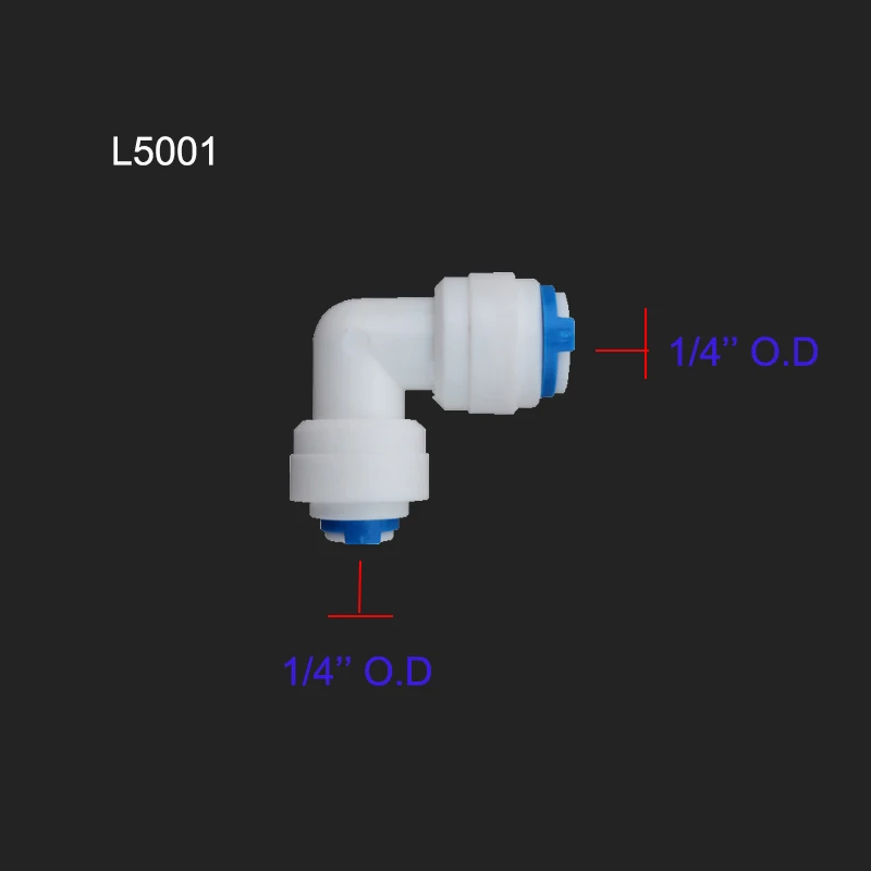 

L52 ROwater purifier pure water machine joint fittings 1/4" 3/8"OD HoseConnection 90 elbow valve switch Quick Coupling Connector