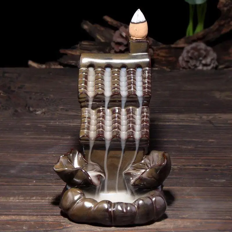 Ceramic Backflow Incense Holder Burner "Rain"in Incense & Incense