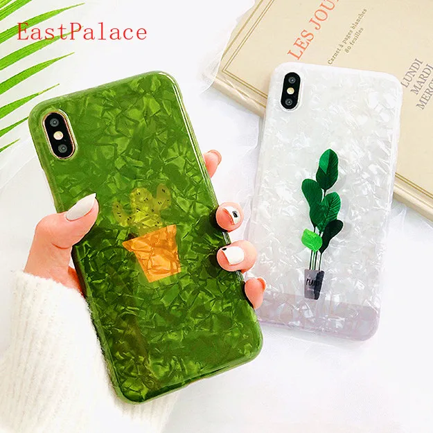 

Luxury 3D Kawaii Plant Cactus Seashell Taxture Case for IPhone X XS MAX XR 10 8 7 6 S 6S Plus 8plus Phone Cover Cute Cartoon