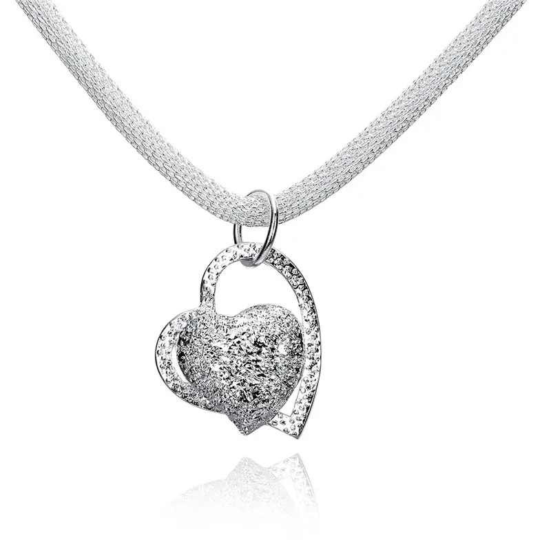 

Top quality silver plated heart pendant necklace fashion jewelry beautiful wedding gift for woman factory price wholesale