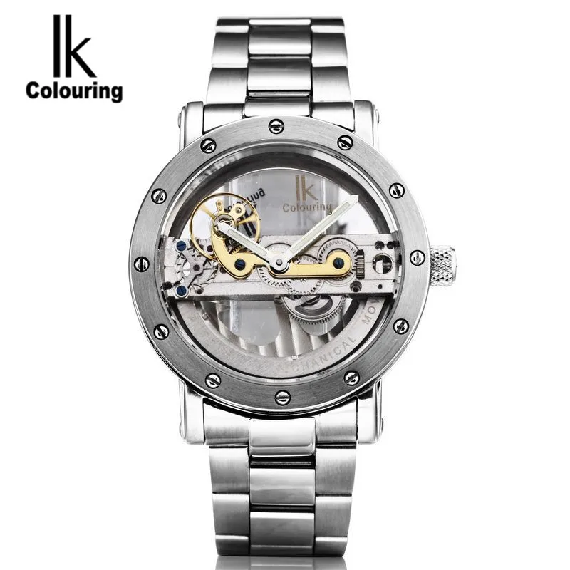 

IK Men's Watches Top Brand Montre Homme Luxury Hollow Out Men Auto Mechanical Wrist Watch Free Ship