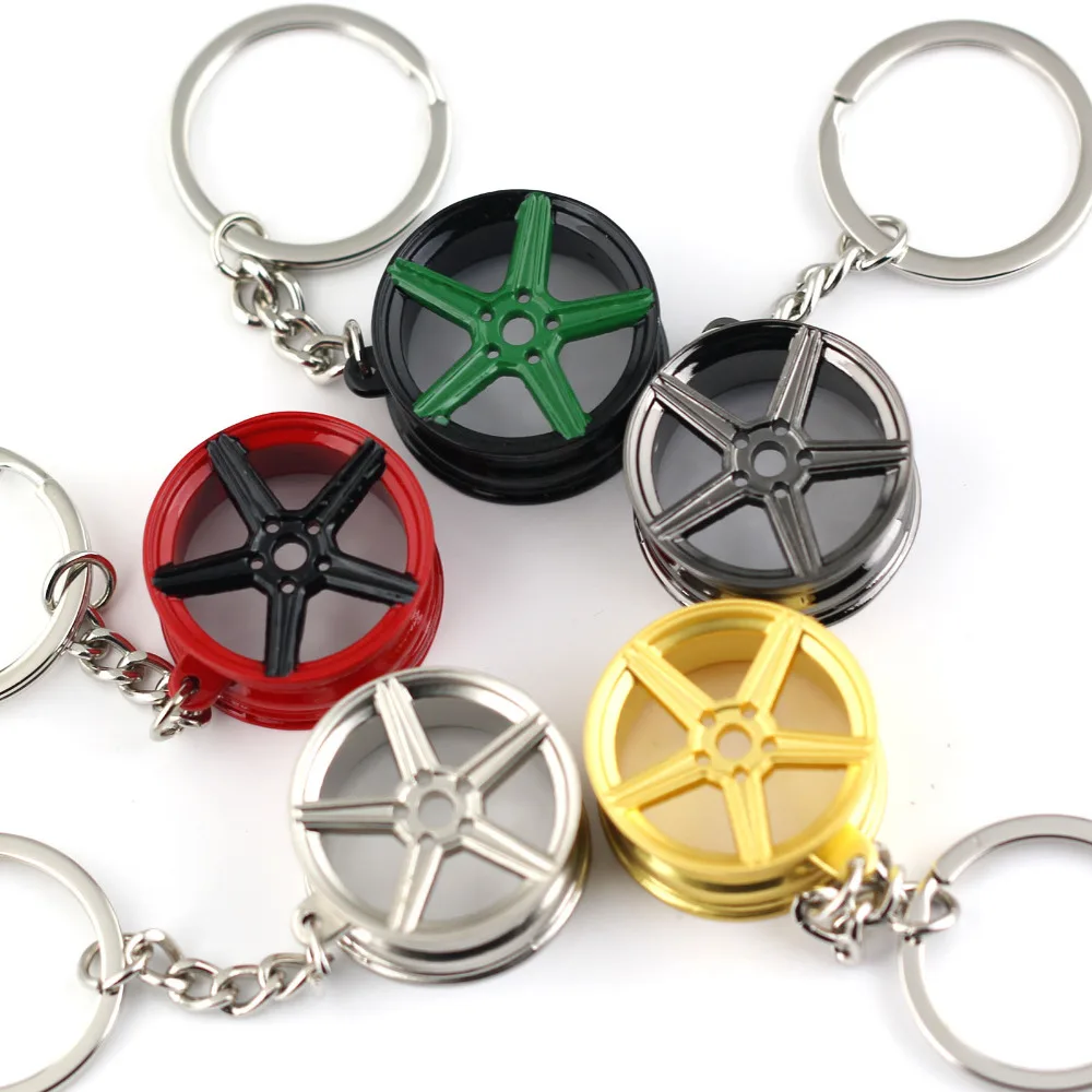 

MB Design 5 Hubs Wheel Rim Model Keychain Creative Accessories Auto Part Car Keyring Key Chain Ring Keyfob Key Holder