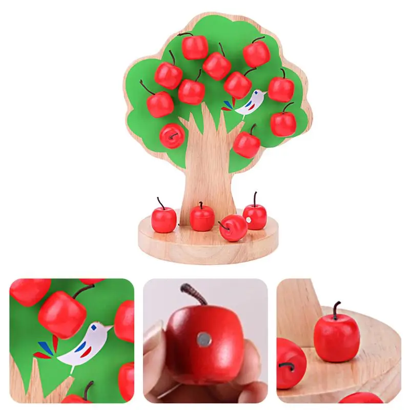 

Wooden Magnetic Apple Tree Toy Montessori Baby Learning Math Puzzle Kindergarten Teaching Aid Kids Early Educational Toy Gifts
