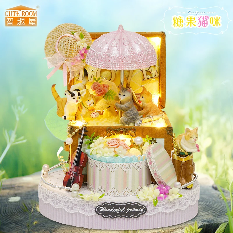 Furniture DIY Doll House Wodden Miniatura Doll Houses Furniture Kit Puzzle Handmade Dollhouse Toys For Children girl gift Y006