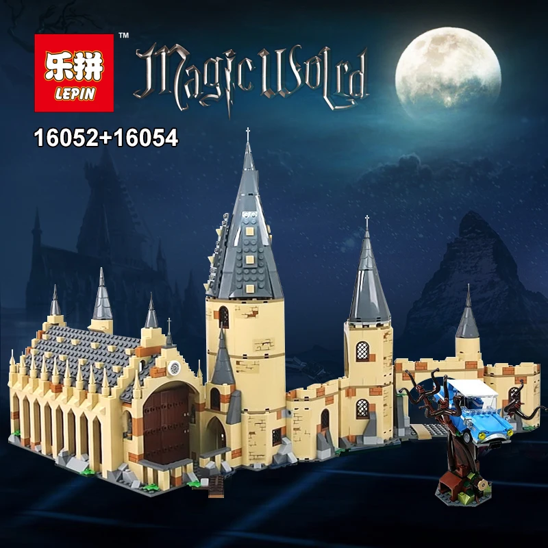 

16052 983pcs Harri Potter series Hogwarts Great Hall Building Blocks Brick Educational Toys Compatible Legoing 75954 75953