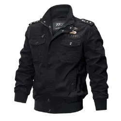Плюс размер Военный бомбардировщик куртка мужская осенне-зимняя верхняя одежда повседневные хлопковые Мытые Пальто Военная летная