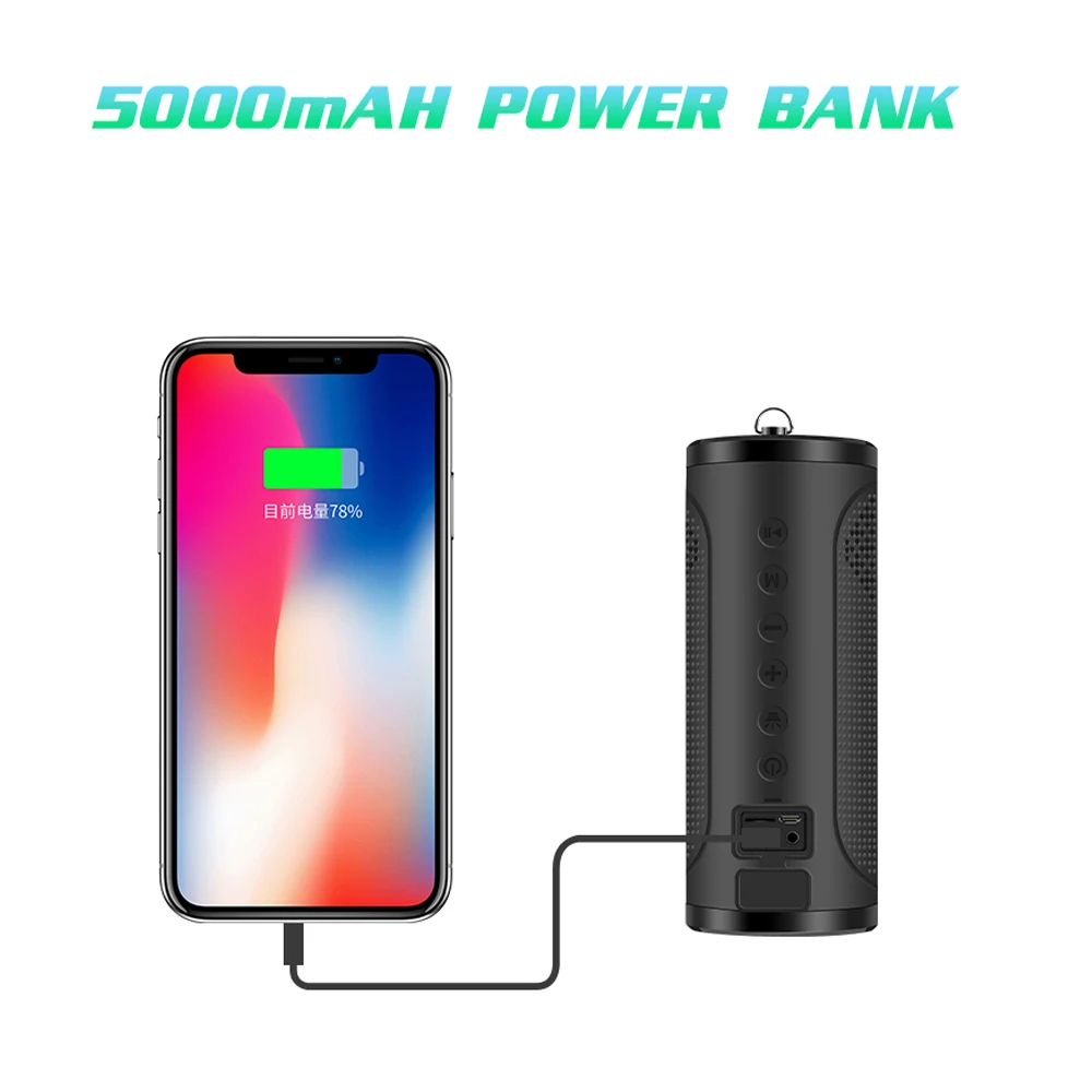 12 Вт супер бас открытый автомобильный Велосипед Bluetooth динамик 5000 мАч power Bank портативная 3D Беспроводная стереоколонка с микрофоном Светодиодная лампа