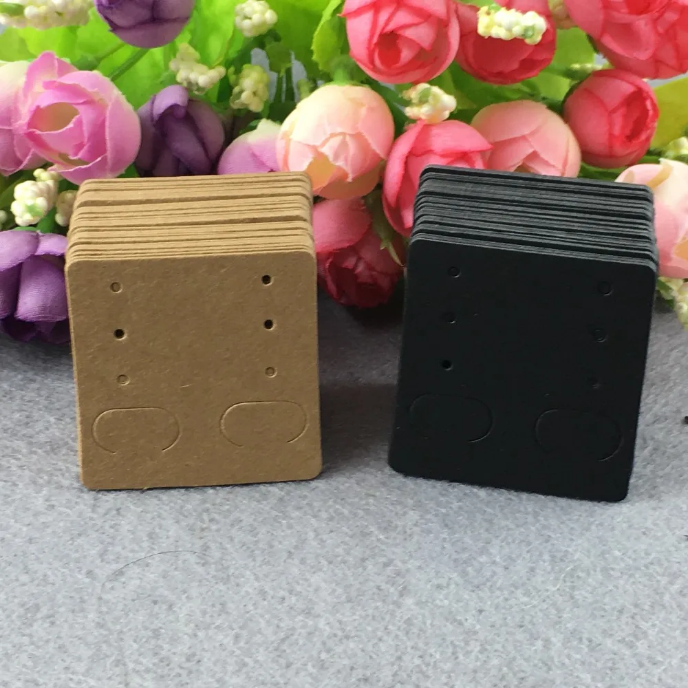 

400pcs 4*4cm Kraft Jewelry Cards Blank Earring cards Two colors Classic Jewelry Displays Cards Accept custom logo add extra cost