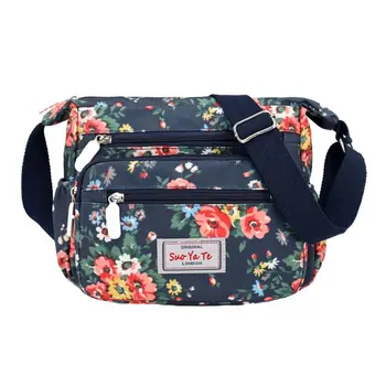 

2019 New Premium Quality Nylon Shoulder Bag Casual Floral Pattern Women Crossbody Messenger Bags Handbag