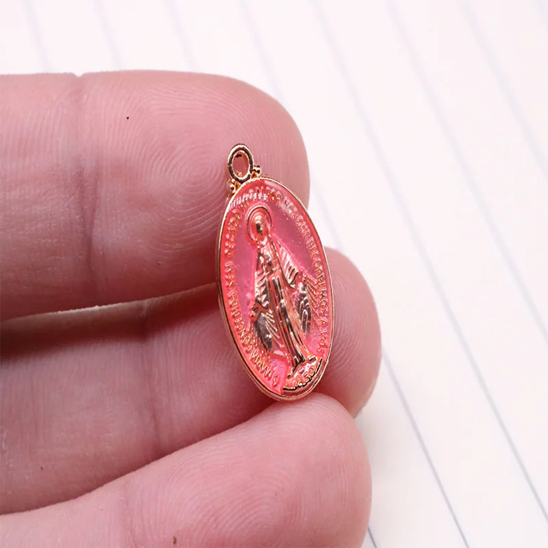 60 Pieces. Catholic Charm Gold Virgin Mary Medal, Mini Colored Gold