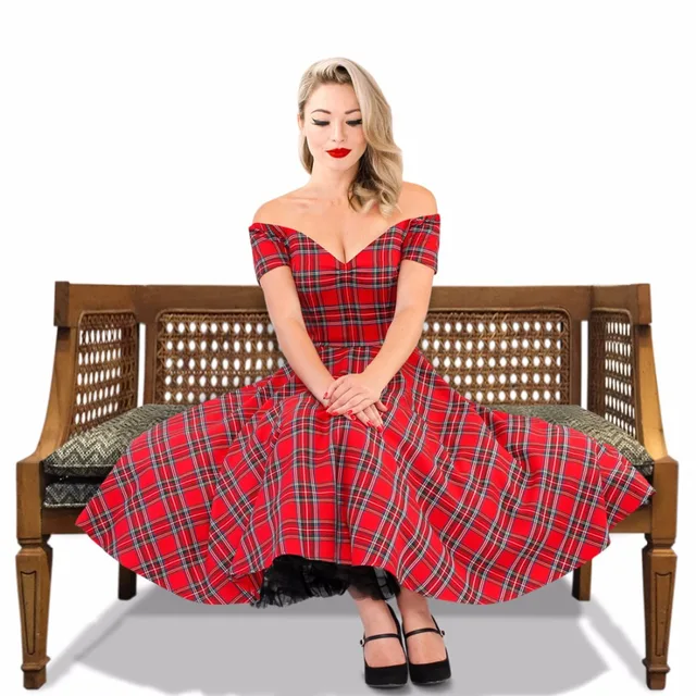 tartan rockabilly dress