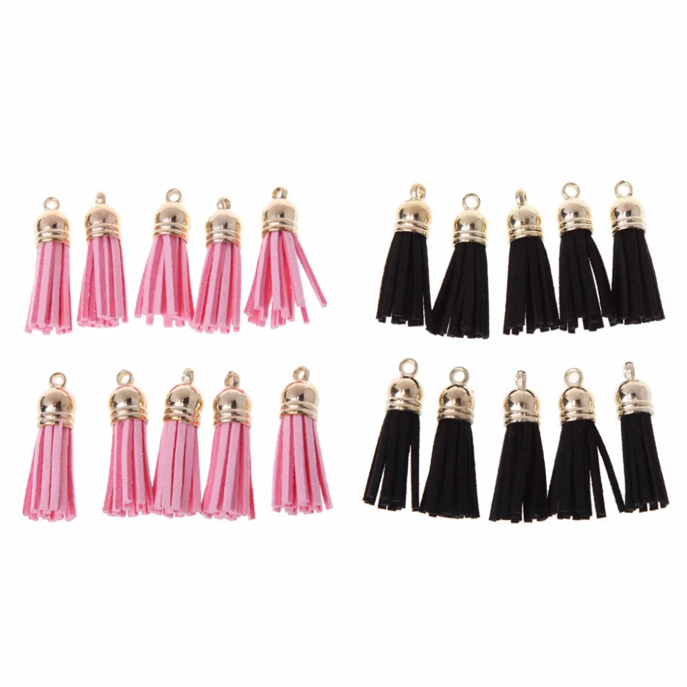 

THINKTHENDO 10Pcs 2 Color Tassel Pendant with Caps Charms Bag Key Chain Straps DIY Decor Accessories 3.8cm