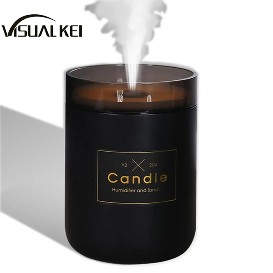 

280ML Ultrasonic Air Humidifier Candle Romantic Soft Light USB Essential Oil Diffuser Car Purifier Aroma Anion Mist Maker