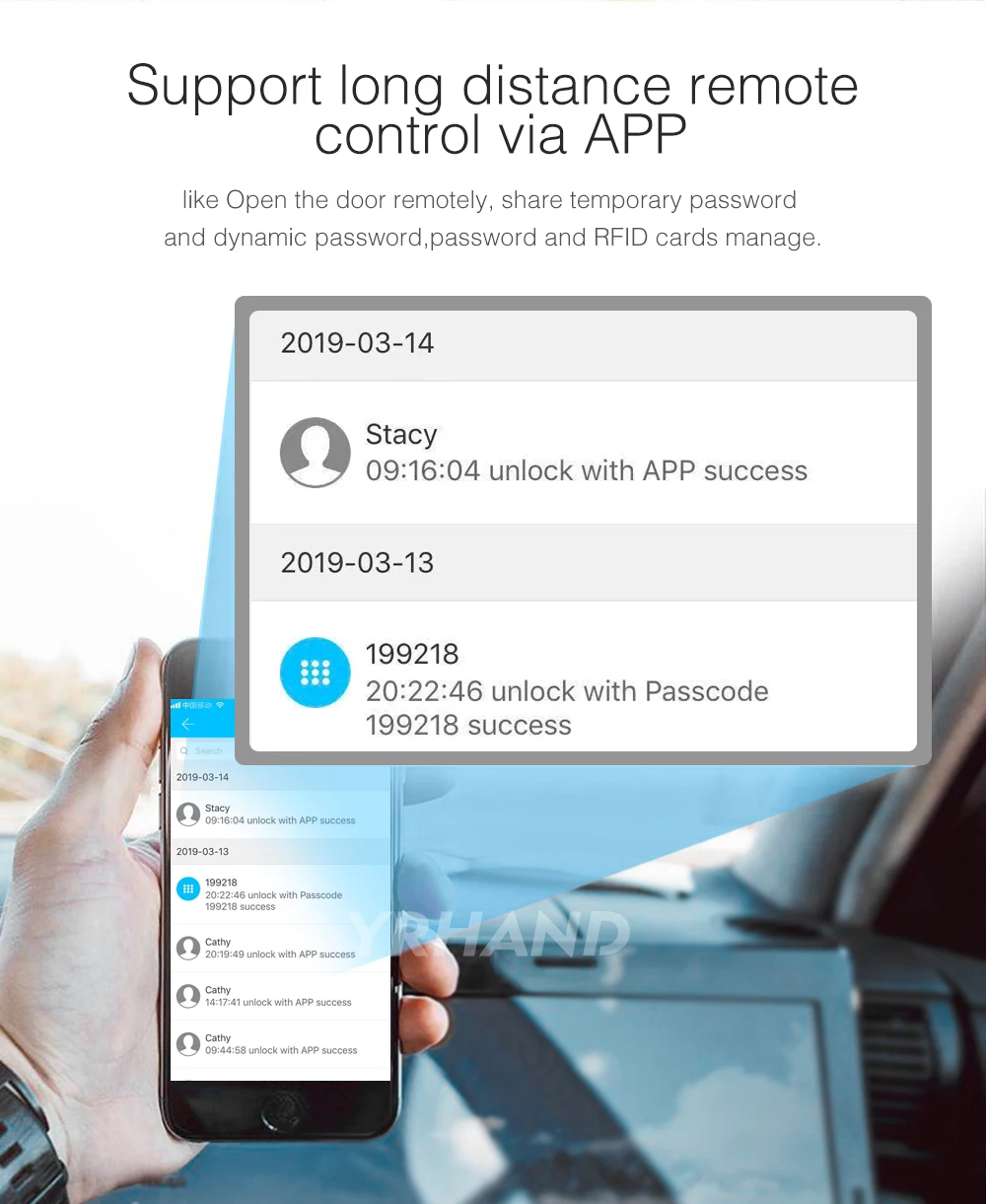 Биометрический замок YRHAND, интеллектуальный замок безопасности с WiFi приложением, паролем RFID, дверной замок, электронный замок для гостиниц