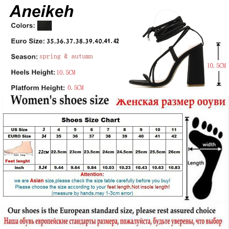 Aneikeh/; выразительные женские босоножки из флока; туфли-лодочки с ремешком на лодыжке; Туфли на очень высоком квадратном каблуке с круглым носком; модельные женские туфли; Цвет Черный; 4-11