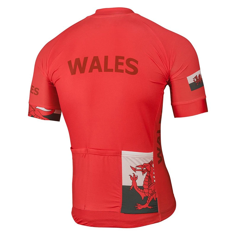 Уэльс команды новые летние Для мужчин Велоспорт Джерси, руль для шоссейного велосипеда, гонка в горах Топы велосипедов Одежда Красный гоночная одежда из дышащего материала