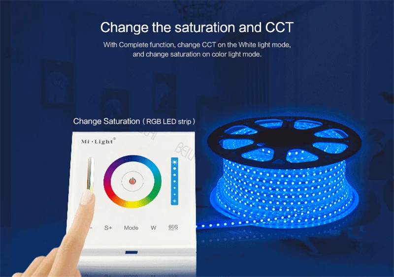 

Mi Light 12V-24V Smart Panel Touch Controller Dimmer Color Temperature RGB / RGBW / RGB+CCT for led strip bulbs P3
