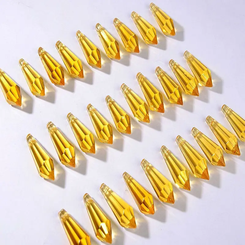38MM Yellow Crystal Pendants Crystal Prisms Glass Drops for Chandeliers Lustre Chandelier Crystal Free Shipping