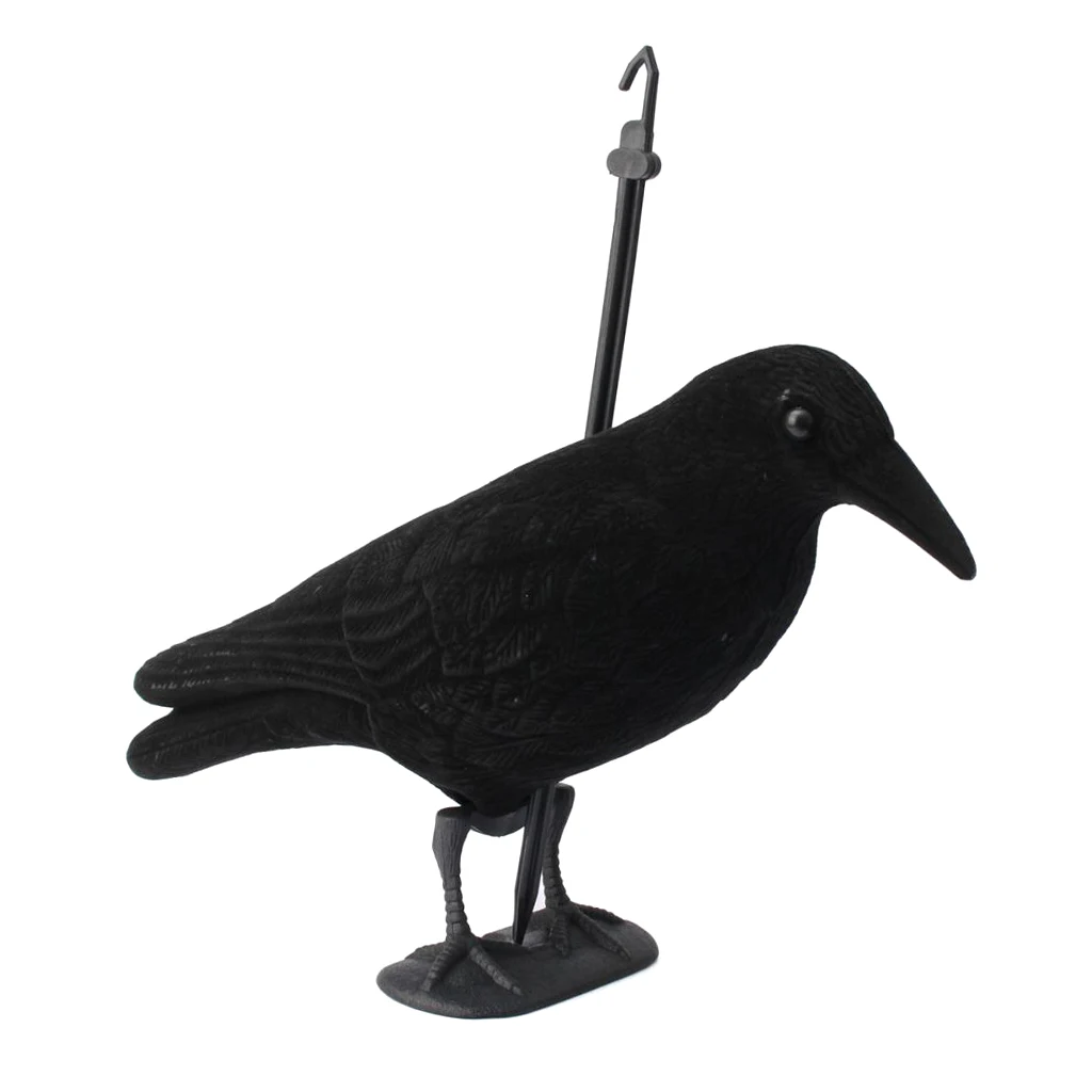 MagiDeal Garden Flocked Realistic Lifesize Artificial Crowdecoys Mold for Hunting Garden Flocked Crow Halloween Prop Crow
