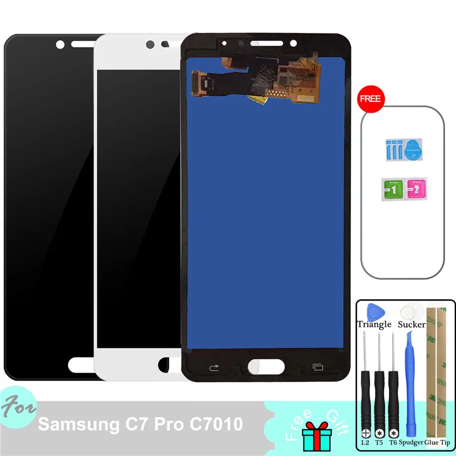 

SzHAIyu For Samsung Galaxy C7 Pro C7010 SM-C7010 LCD Display Touch Screen Digitizer Assembly Adjust Brightness Screen Protector