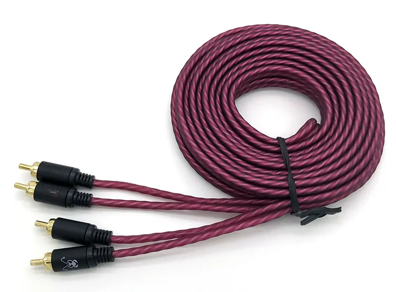 Автомобильный аудиокабель с 2 выходами 5 м в оплетке|amplifier rca cable|amplifier cablecable 5m |