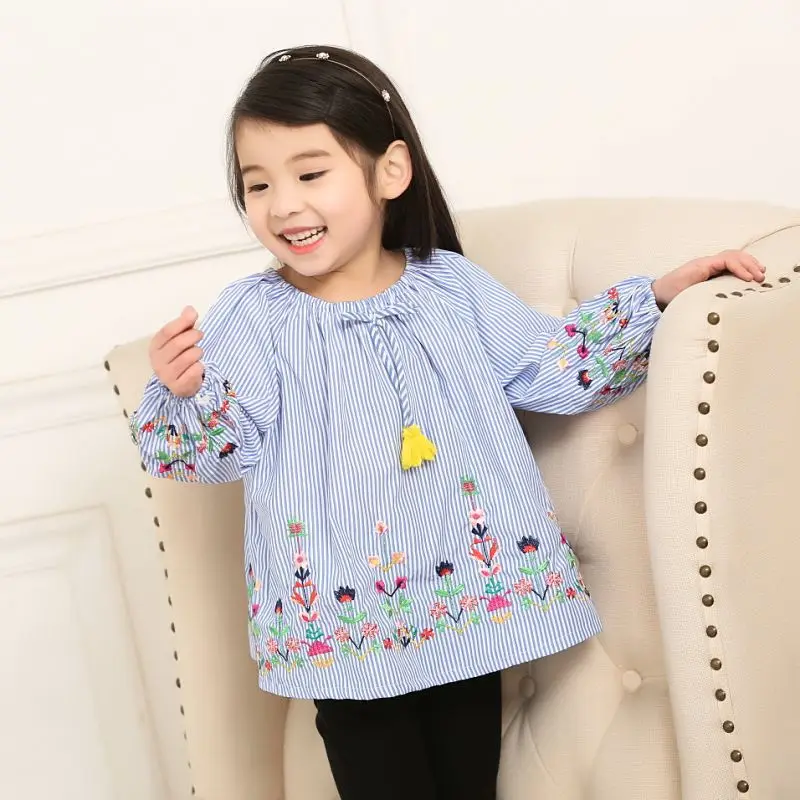 Buy Baby Girls Blouse Stripes Spring Summer Toddler Kids Cotton Shirt Floral