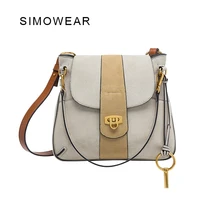 SIMOWEAR 2016 Recién Llegado de marca material de piel de vaca de las mujeres bolsos de hombro Mate-etiqueta de cuero messenger Borsa cloe léren