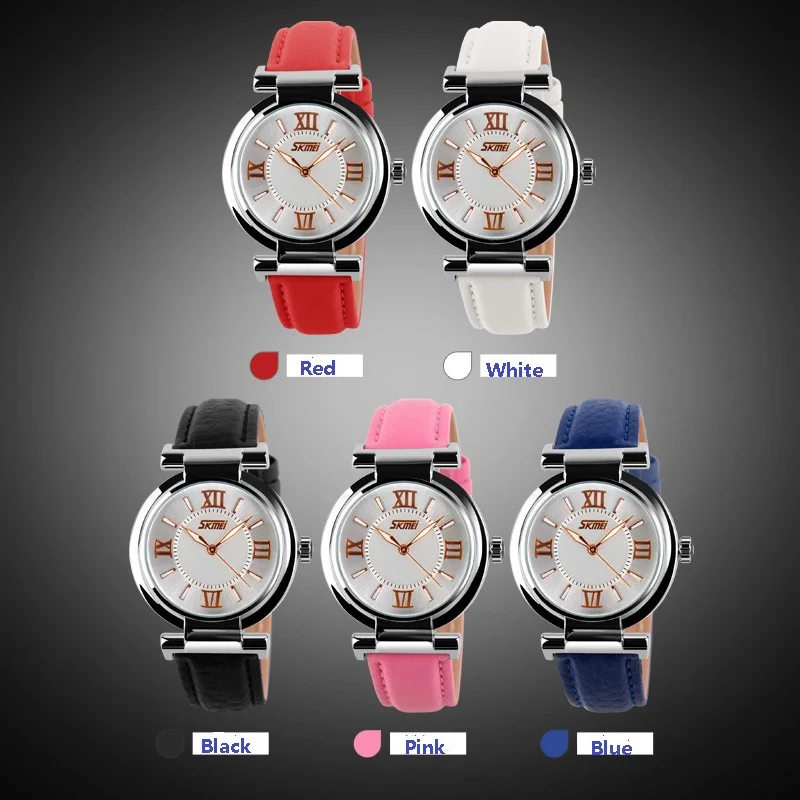 SKMEI бренд кожаный ремешок Аналоговый дисплей женское платье часы модные повседневные кварцевые часы женские наручные часы relogio feminino