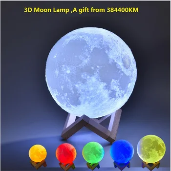 

LED Moon light ,3D Printing touch reaction ,flap reaction ,remote control recharging lunar table light ,creative gift for lover