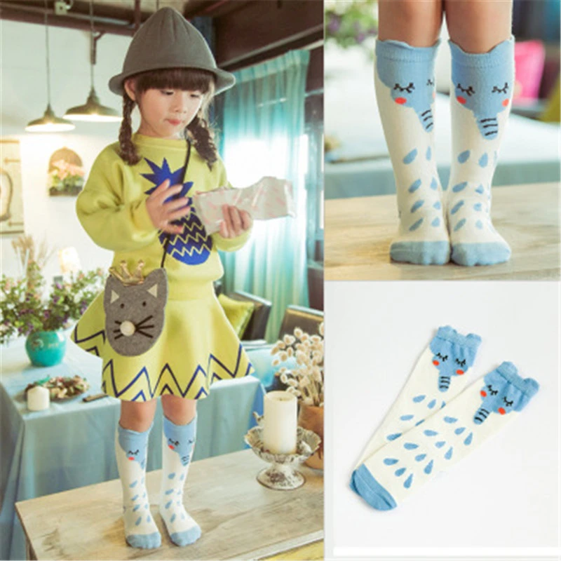 

New Unisex Autumn Baby Infan Long Knee High Socks Cotton Kids Cute Cartoon Fox Socks Newborn Children Boy Girls Meias Long Tube
