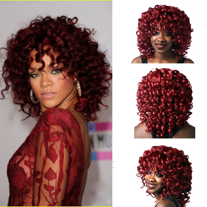 Mujeres Rojo De Pelo Corto Y Rizado Peluca Sintetica Corto Rizado Rizado Afro Pelucas De Cabello Natural Pelucas Cortas Para Las Mujeres Negras Pelucas Que Parecen Real Synthetic Wig Short Curly Synthetic Wigsynthetic Wigs