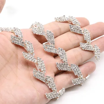 

5 Yards/lot Hot Leaf Patterns Diamant Belt Crystal Cup Chain Trims Rhinestone Chains Trim for DIY Jewelry Belts Headpiece Bags