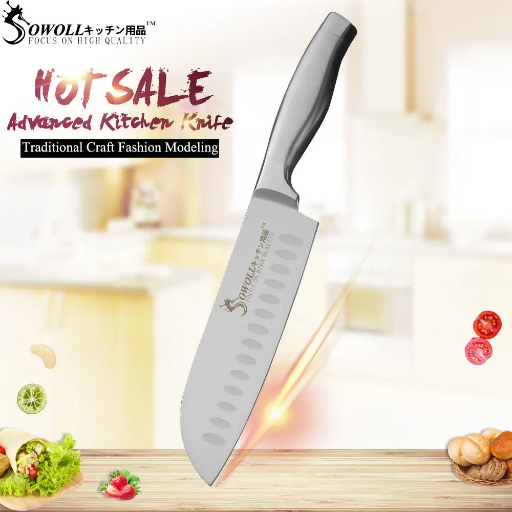 

SOWOLL 7Cr17mov Super Sharp Stainless Steel Knife Set High Hardness 58HRC Kitchen Knives Professional Chef Cooking Tools Sale