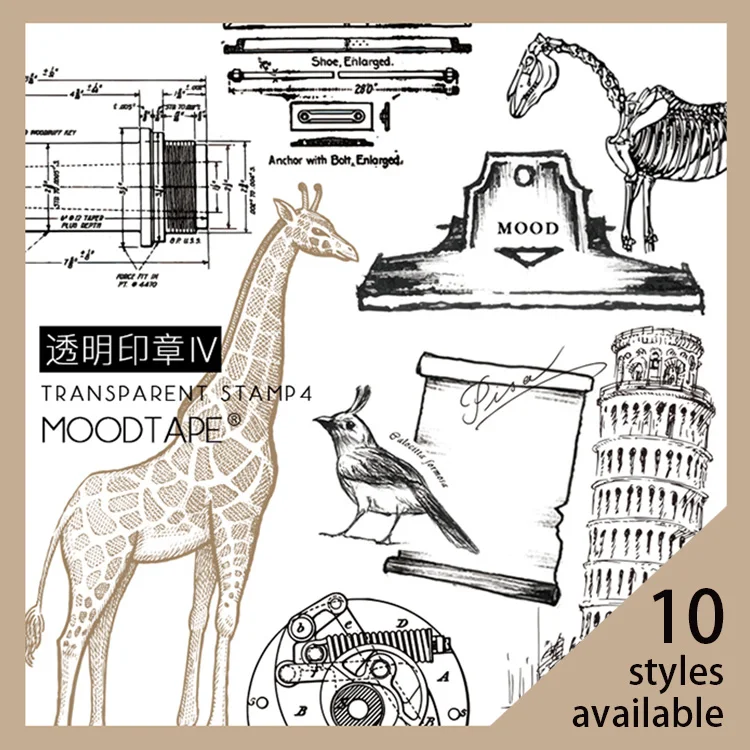 

moodtape vintage clear stamp for DIY scrapbooking/photo album Decorative transparent stamp label flower animal rubber stamp seal