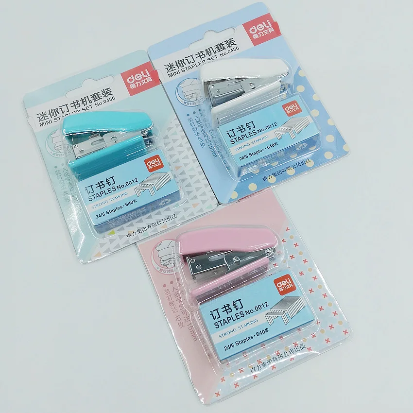 

[Deli] Good Quality Mini Stapler Set With 24/6 Staples Office Accessories Mini Binder Stationary Set No.0456