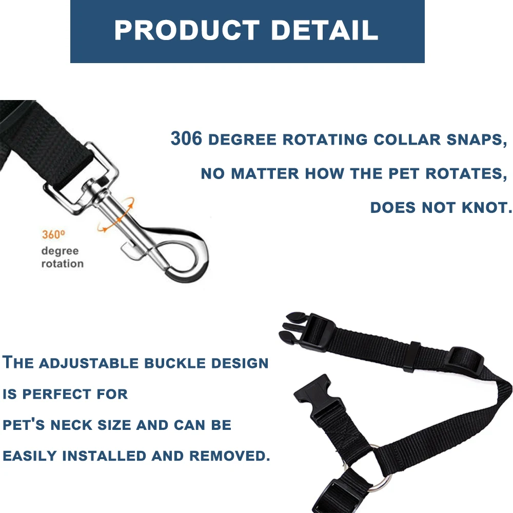 Dog Seatbelt Harness Leash Clip 2 Pack Nylon Dog Seat Belt Vehicle Car Pet Safety Belt for Dogs Adjustable