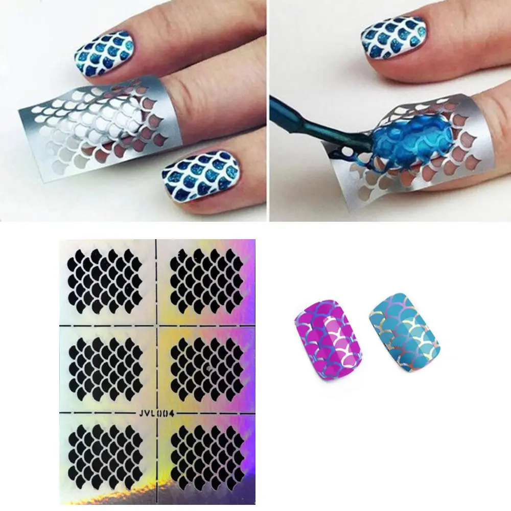 

1 Sheets DIY Manicure Irregular Grid Stencil Reusable Nail Art Vinyls Hollow Stickers Stamping Template Nail Tools