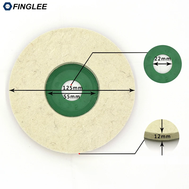 2pcs 5 Inch/125 mm wool felt polishing wheel Angle Grinder buffing Felt Polish Disc for Rotary Tool Abrasive Grinding 22.23mm