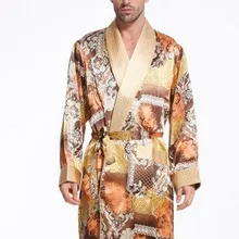 Мужская Любовь темпера Мужская t дорогой тяжелый шелк пижама с длинным рукавом халат длинный шелковый халат одежда из шелка(домашняя мебель большой код