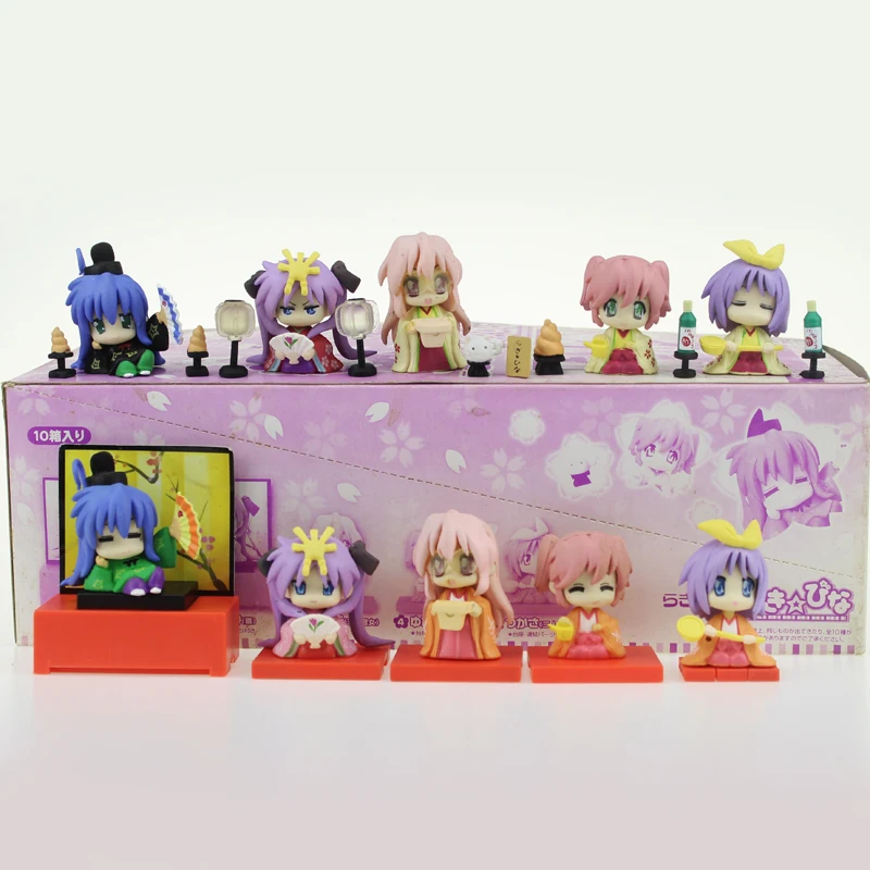 

Free Shipping 10pcs Cute Mini Lucky Star Anime Solid Set Boxed 5cm PVC Action Figure Collection Model Doll Toys Gift